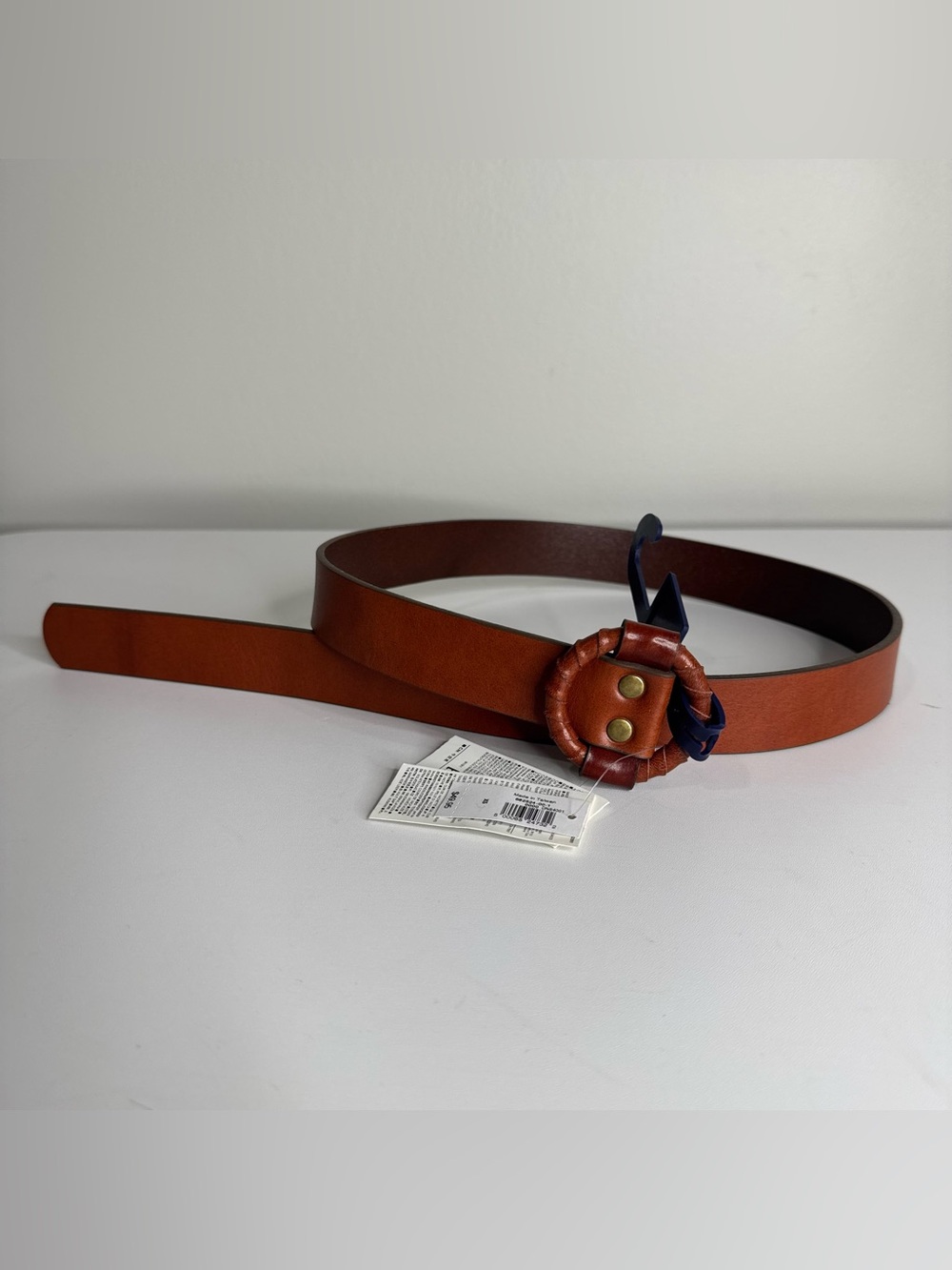 NWT Gap Women’s Genuine Leather Braided Buckle Belt in Brown XS